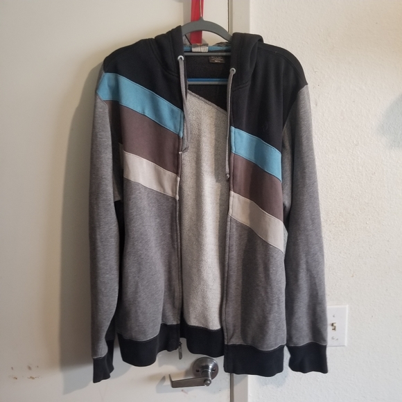 Y2k vintage hoodie Hang Ten Striped Full Zip-Up Hoodie Mens Size Small - Picture 3 of 14